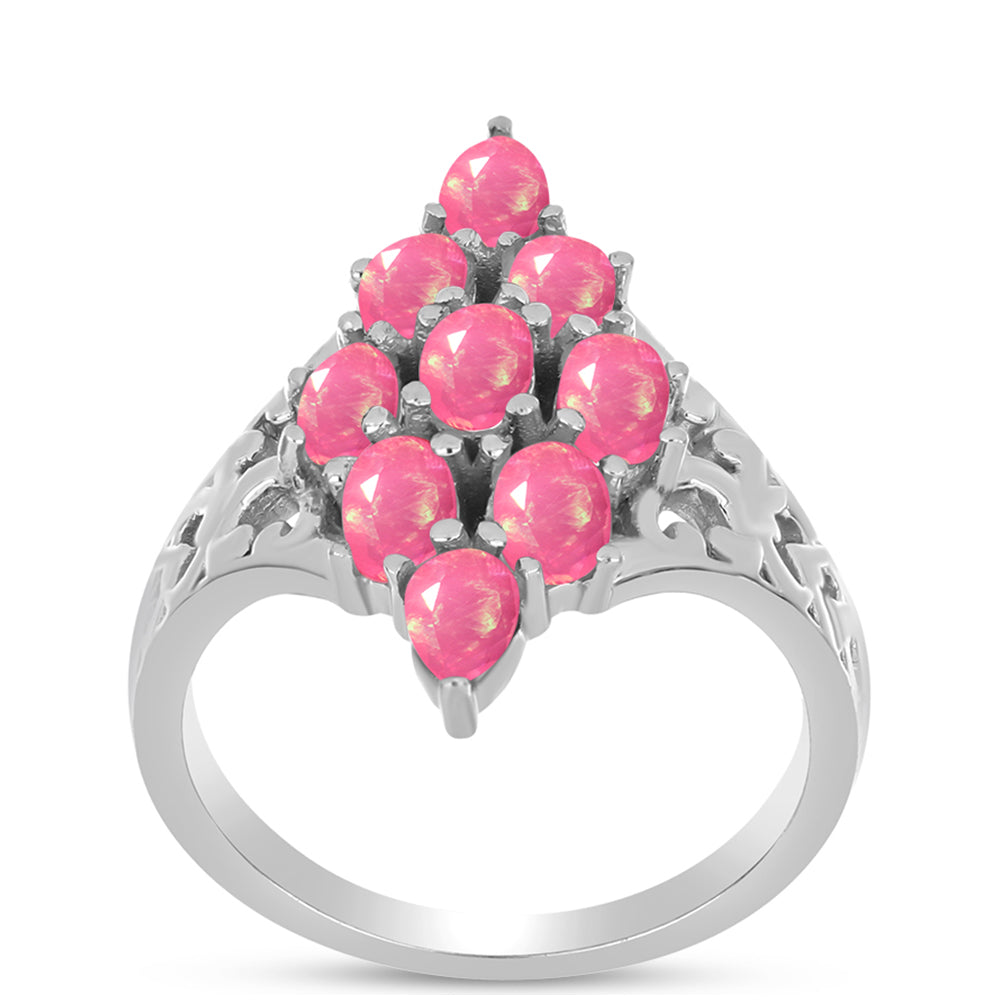 Stříbrný Prsten s Růžovým Opálem z Lega Dembi 3 