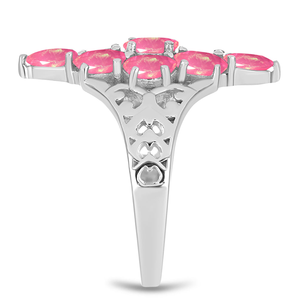 Stříbrný Prsten s Růžovým Opálem z Lega Dembi 4 