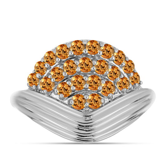 Stříbro 925/1000 - Prsten s "Císařským žlutým" topazem - Karátové číslo: 0.95. přibližná hmotnost: 3.49 gramů