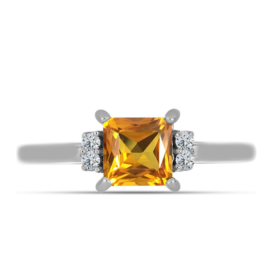 Stříbrný Prsten s "Císařským žlutým" topazem a Bílým Topazem