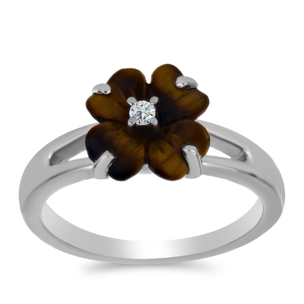 Stříbro 925/1000 - Prsten s Picasso Jaspisem a Bílým Topazem - Karátové číslo: 1.75. přibližná hmotnost: 3.21 gramů 3 