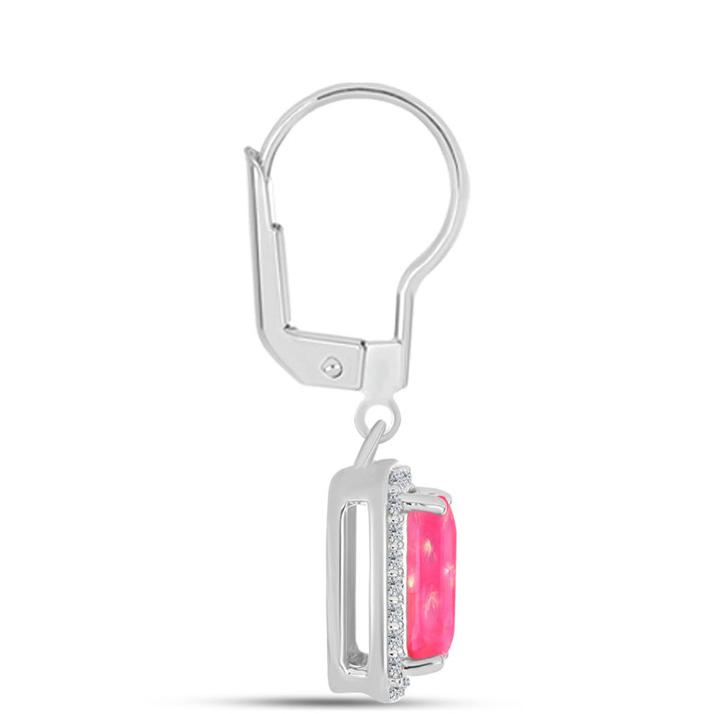 Stříbrné Náušnice s Růžovým Opálem z Lega Dembi a Bílým Topazem 2 