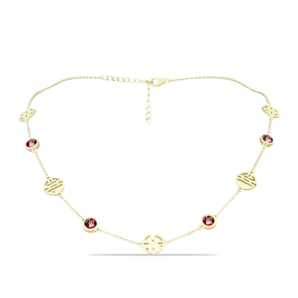 Pozlacené Stříbro 925/1000 - Náhrdelník s Bartonským Granátem - Karátové číslo: 4.07. přibližná hmotnost: 9.82 gramů 1 