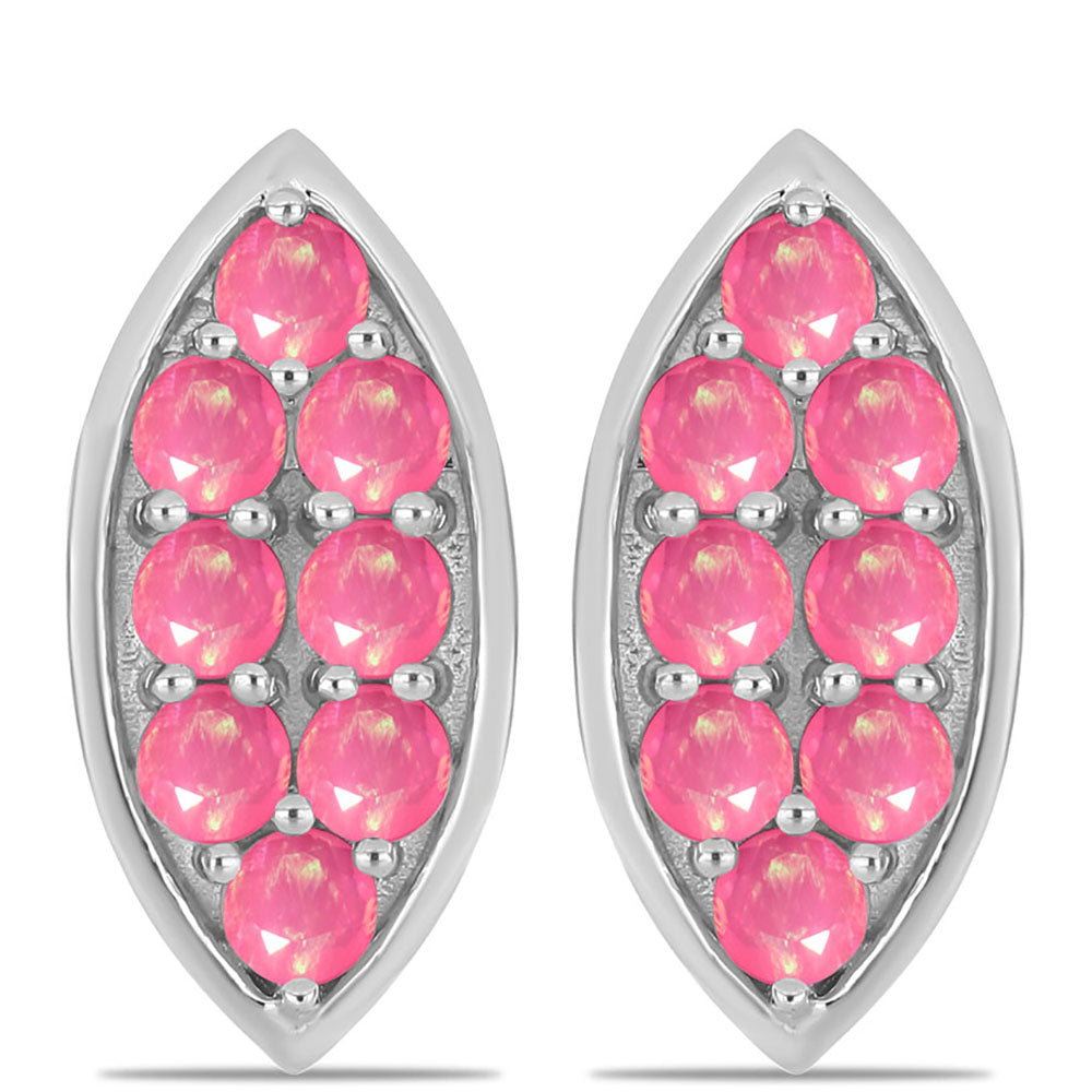 Stříbrné Náušnice s Růžovým Opálem z Lega Dembi