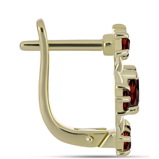 Pozlacené Stříbro 925/1000 - Náušnice s Bartonským Granátem - Karátové číslo: 2.22. přibližná hmotnost: 5.37 gramů