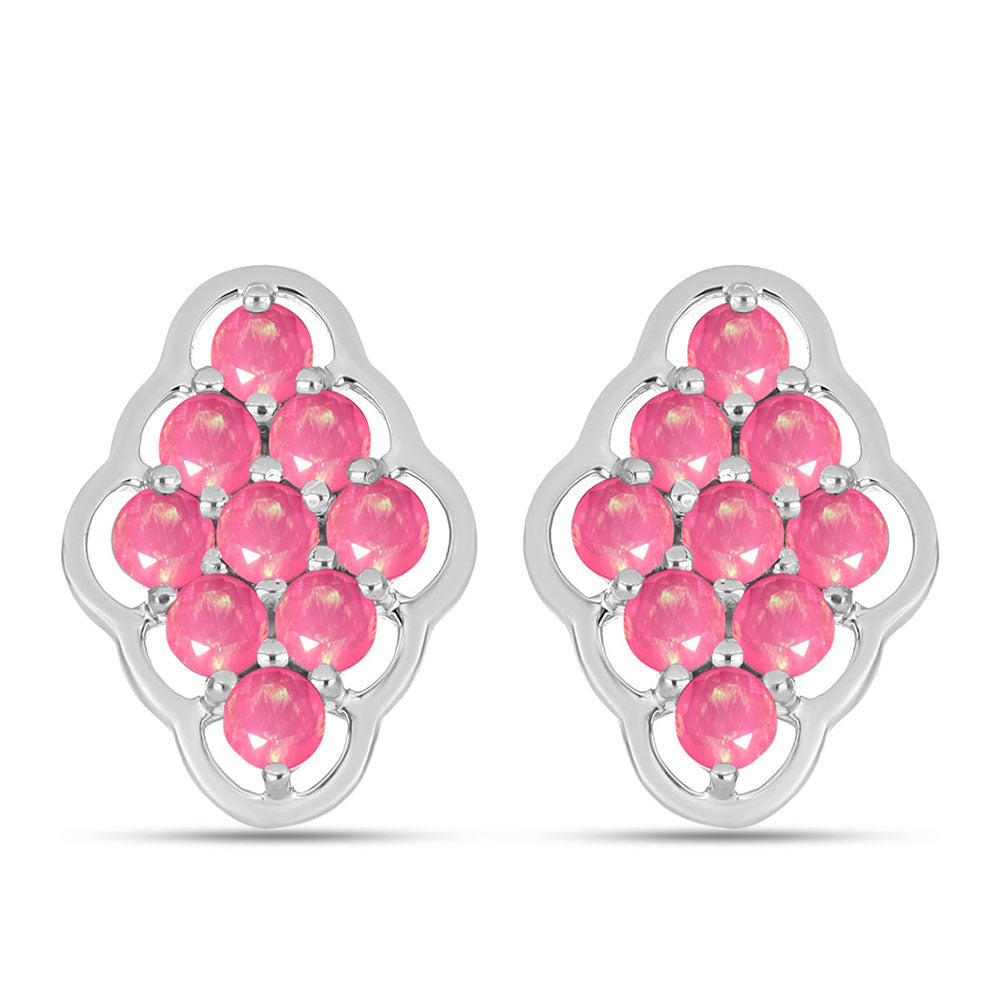 Stříbro 925/1000 - Náušnice s Růžovým Opálem z Lega Dembi - Karátové číslo: 1.21. přibližná hmotnost: 4.45 gramů 1 