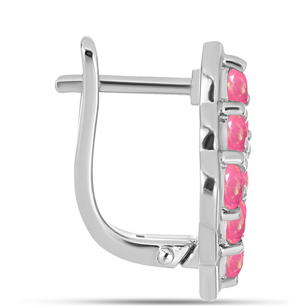 Stříbro 925/1000 - Náušnice s Růžovým Opálem z Lega Dembi - Karátové číslo: 1.21. přibližná hmotnost: 4.45 gramů