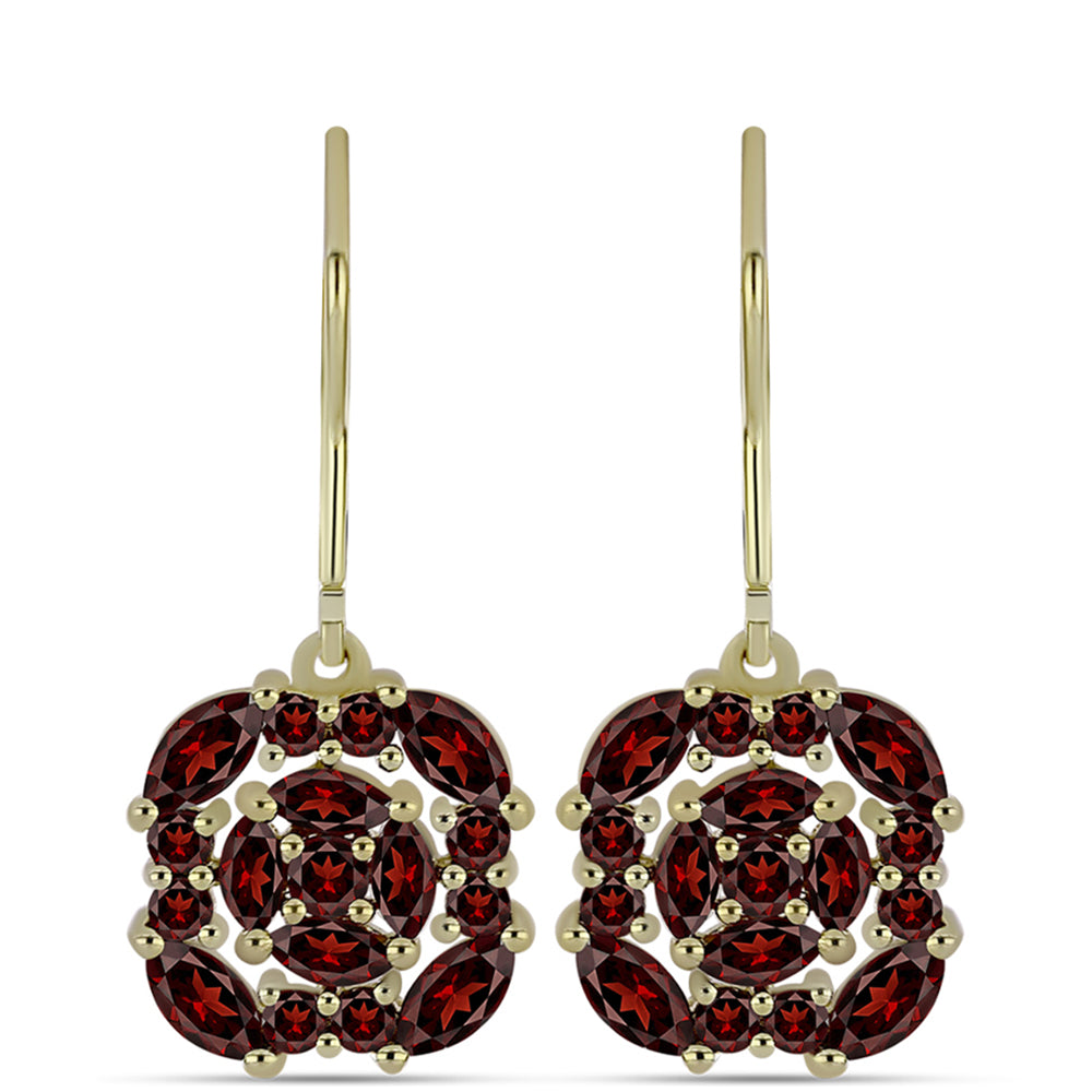 Pozlacené stříbro 925/1000 Náušnice s Bartonským Granátem - Karátové číslo: 3.3. přibližná hmotnost: 4.04 gramů 1 