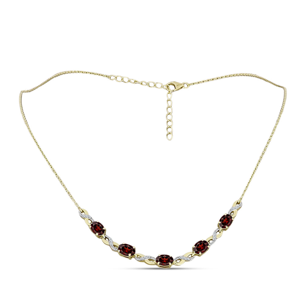Pozlacený Stříbrný Náhrdelník s Bartonským Granátem a Bílým Topazem 1 