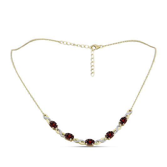 Pozlacený Stříbrný Náhrdelník s Bartonským Granátem a Bílým Topazem
