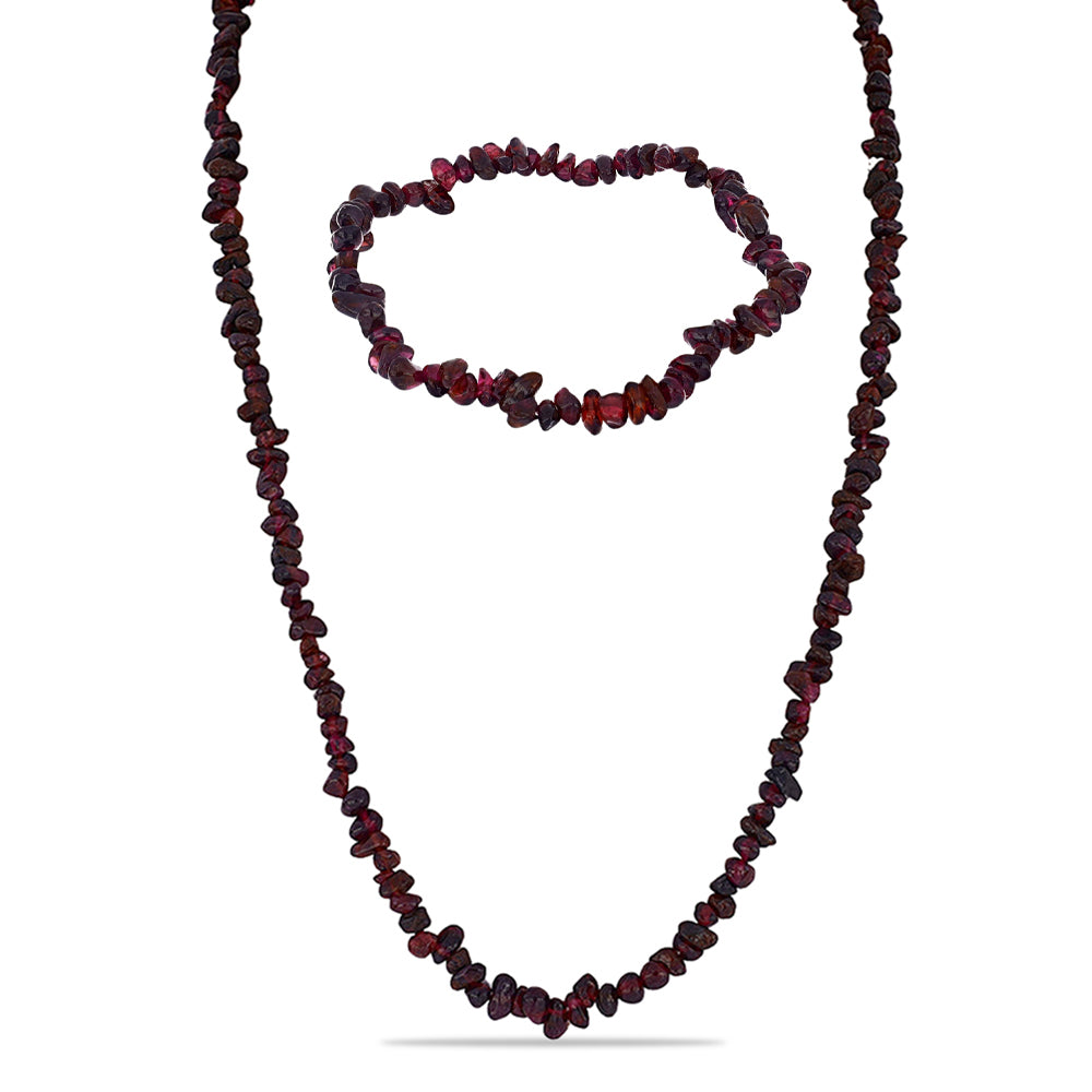 Nugetová Sada s Bartonským Granátem - Karátové číslo: 293.44. přibližná hmotnost: 58.69 gramů ( Náhrdelník+Náramek ) 1 