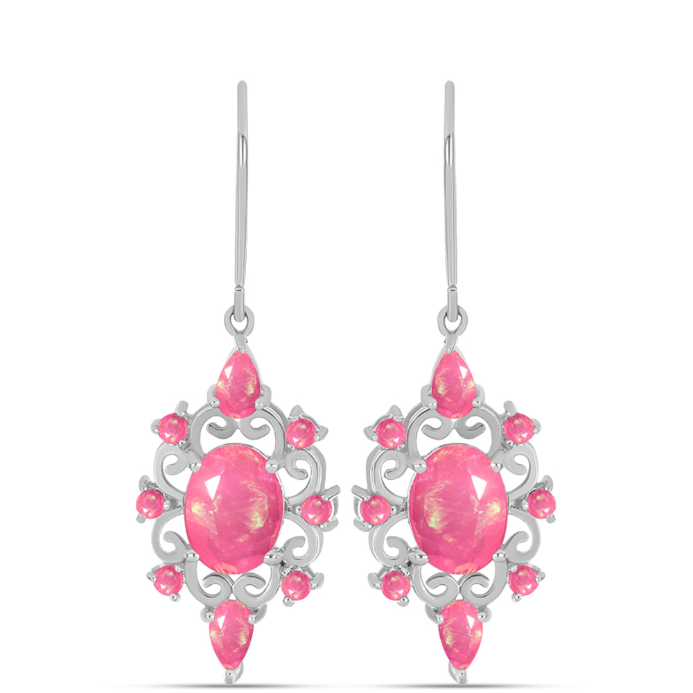 Stříbro 925/1000 - Náušnice s Růžovým Opálem z Lega Dembi - Karátové číslo: 2.95. přibližná hmotnost: 4.84 gramů 1 