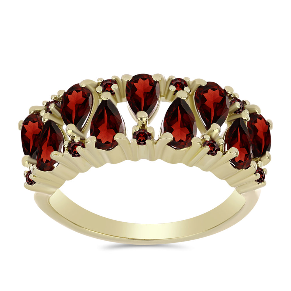 Pozlacené Stříbro 925/1000 - Prsten s Bartonským Granátem - Karátové číslo: 2.52. přibližná hmotnost: 3.57 gramů