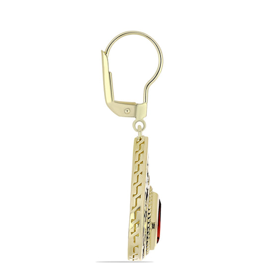 Pozlacené Stříbro 925/1000 - Náušnice s Bartonským Granátem - Karátové číslo: 2.47. přibližná hmotnost: 7.7 gramů