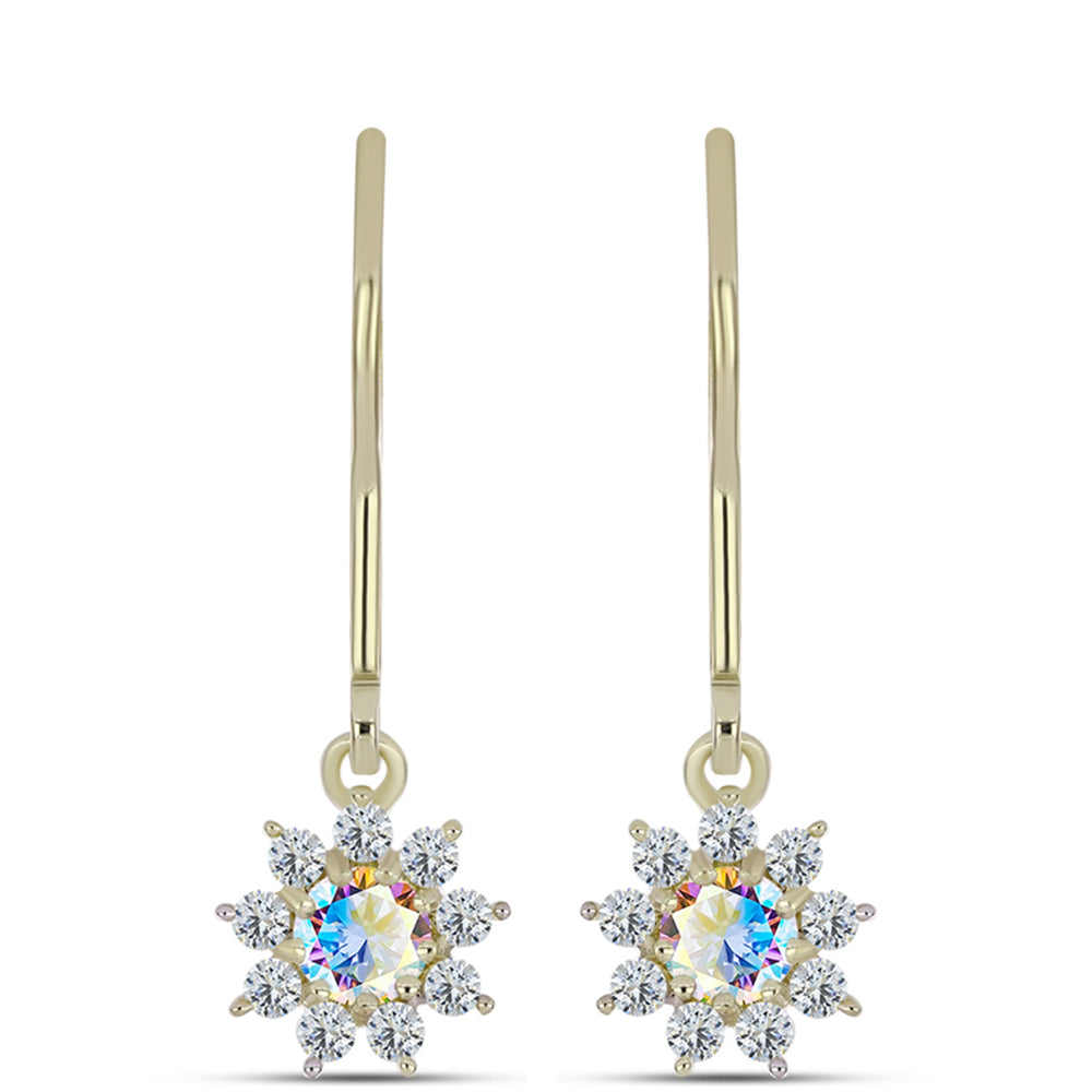 Pozlacené stříbro 925/1000 Náušnice s Ledovým Moissanitem a Bílým Topazem - Karátové číslo: 0.65. přibližná hmotnost: 1.58 gramů 1 