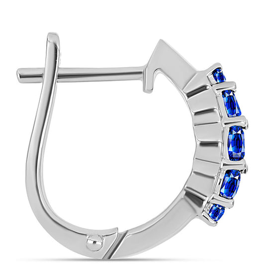 Stříbro 925/1000 - Náušnice s Australským Modrým Safírem - Karátové číslo: 0.76. přibližná hmotnost: 3.69 gramů
