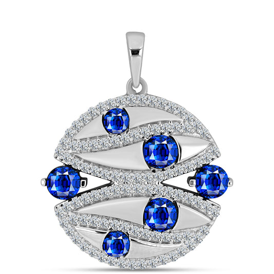 Stříbro 925/1000 Přívěsek s Australským Modrým Safírem a Bílým Topazem - Karátové číslo: 2.6. přibližná hmotnost: 4.84 gramů