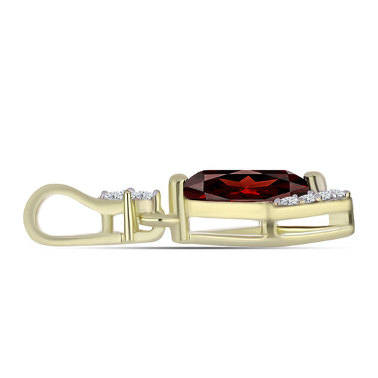 Pozlacené Stříbro 925/1000 - Přívěsek s Bartonským Granátem a Bílým Topazem - Karátové číslo: 0.74. přibližná hmotnost: 0.89 gramů