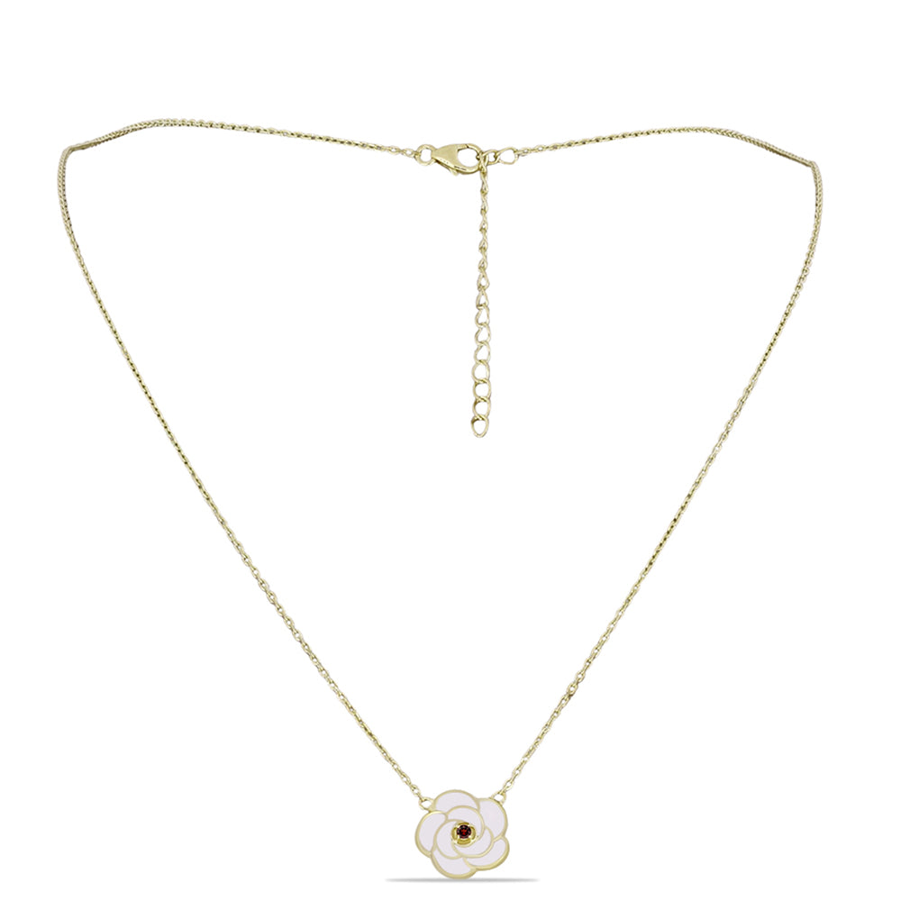 Pozlacené Stříbro 925/1000 - Náhrdelník s Bartonským Granátem - Karátové číslo: 0.05. přibližná hmotnost: 4.02 gramů 1 