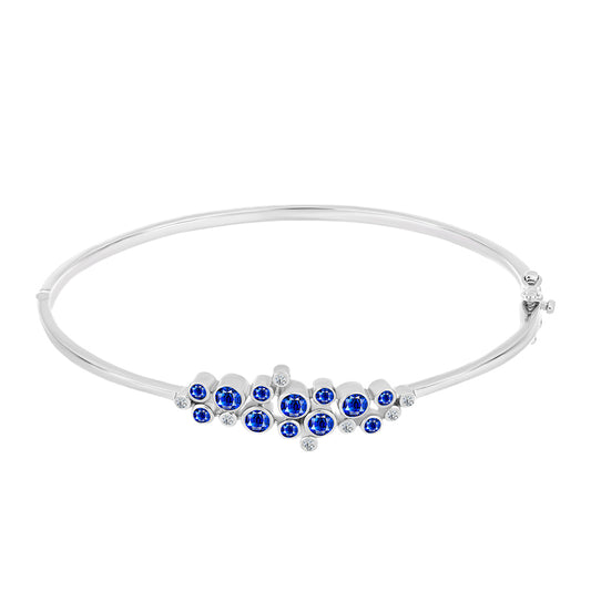 Stříbrný Náramek s Australským Modrým Safírem a Bílým Topazem