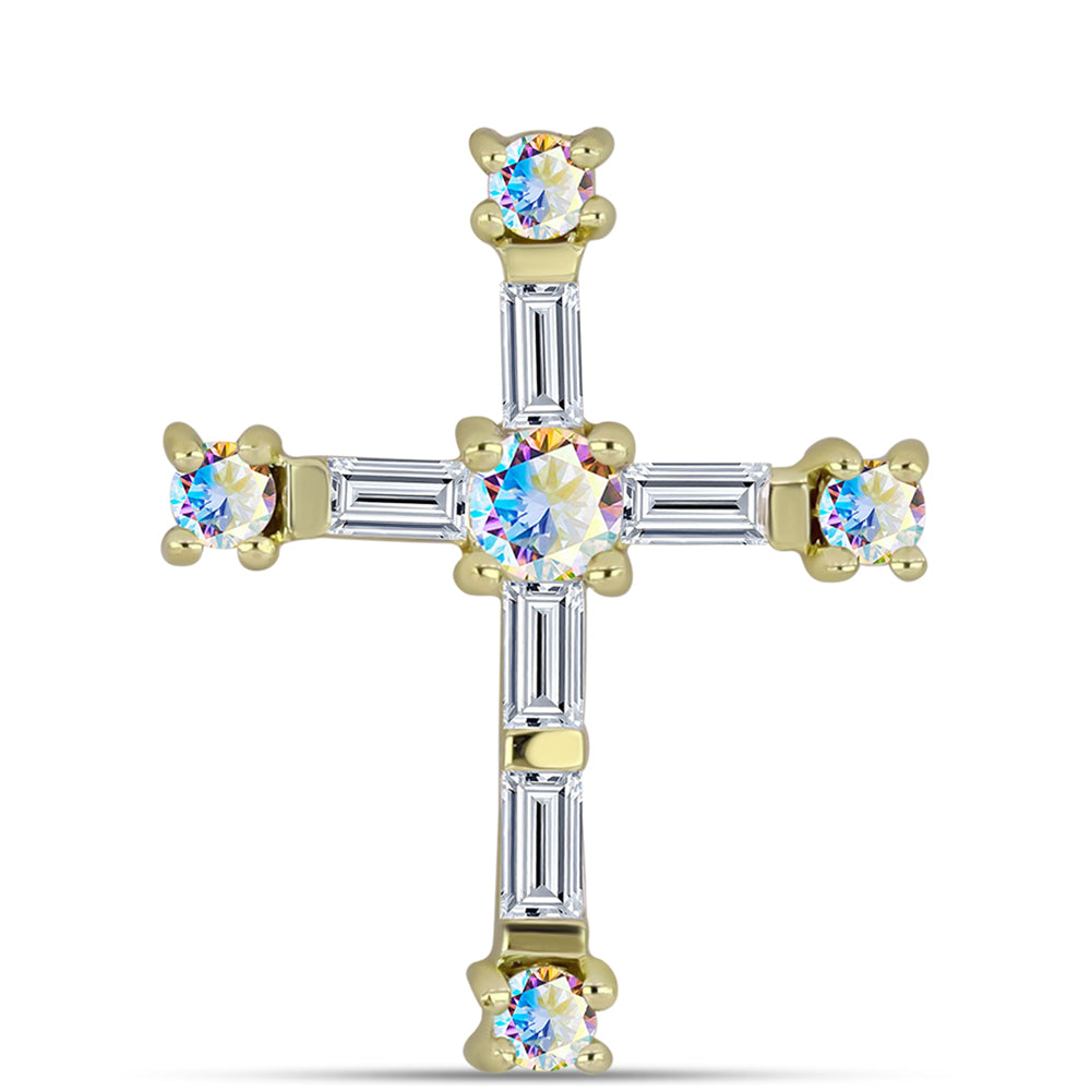 Pozlacené Stříbro 925/1000 - Přívěsek s Ledovým Moissanitem a Bílým Zirkonem - Karátové číslo: 0.63. přibližná hmotnost: 1.06 gramů 1 