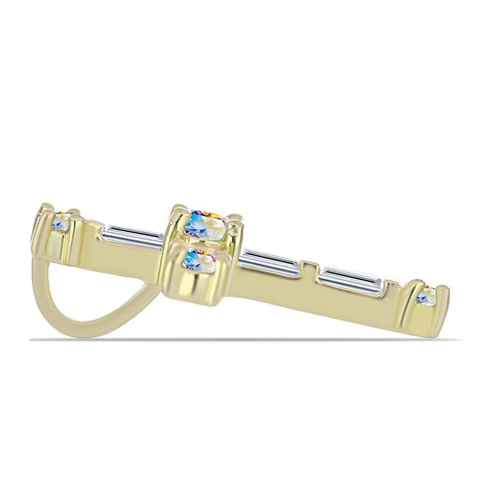 Pozlacené Stříbro 925/1000 - Přívěsek s Ledovým Moissanitem a Bílým Zirkonem - Karátové číslo: 0.63. přibližná hmotnost: 1.06 gramů 2 