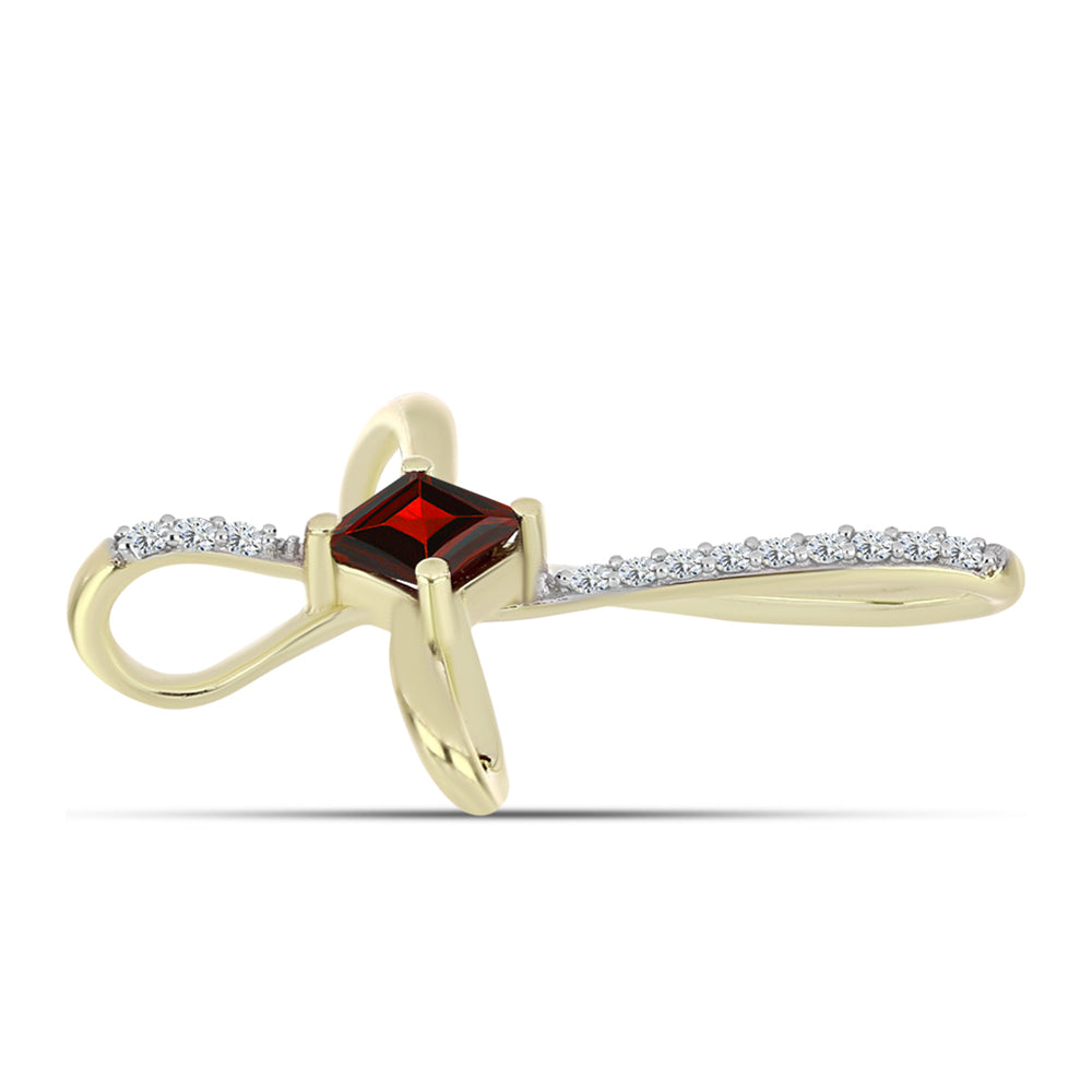 Pozlacené Stříbro 925/1000 - Přívěsek s Bartonským Granátem a Bílým Topazem - Karátové číslo: 0.54. přibližná hmotnost: 1.36 gramů 2 