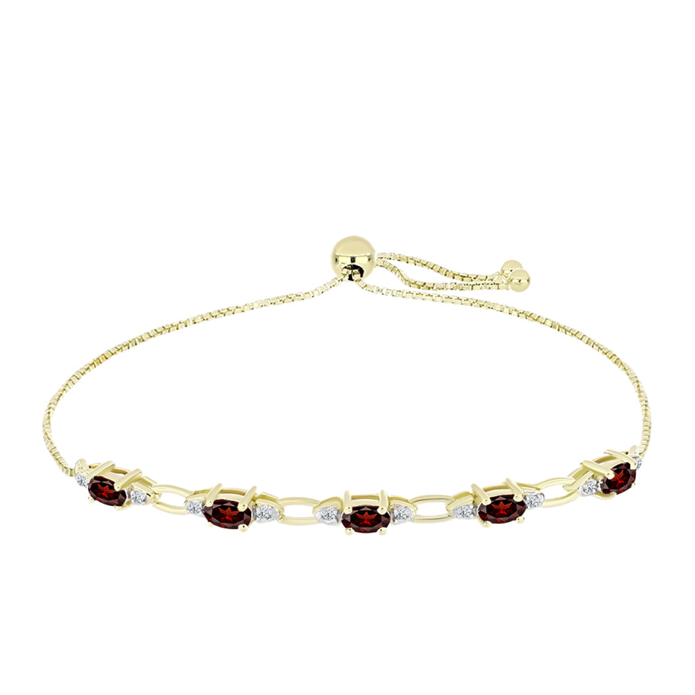 Pozlacený Stříbrný Náramek s Bartonským Granátem a Bílým Topazem 1 
