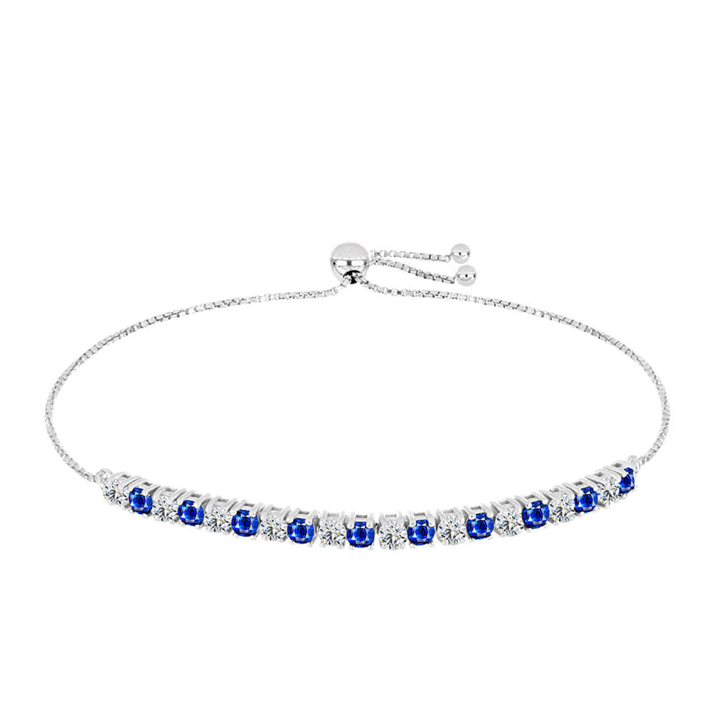 Stříbro 925/1000 Náramek s Australským Modrým Safírem a Bílým Topazem - Karátové číslo: 2.93. přibližná hmotnost: 5.48 gramů