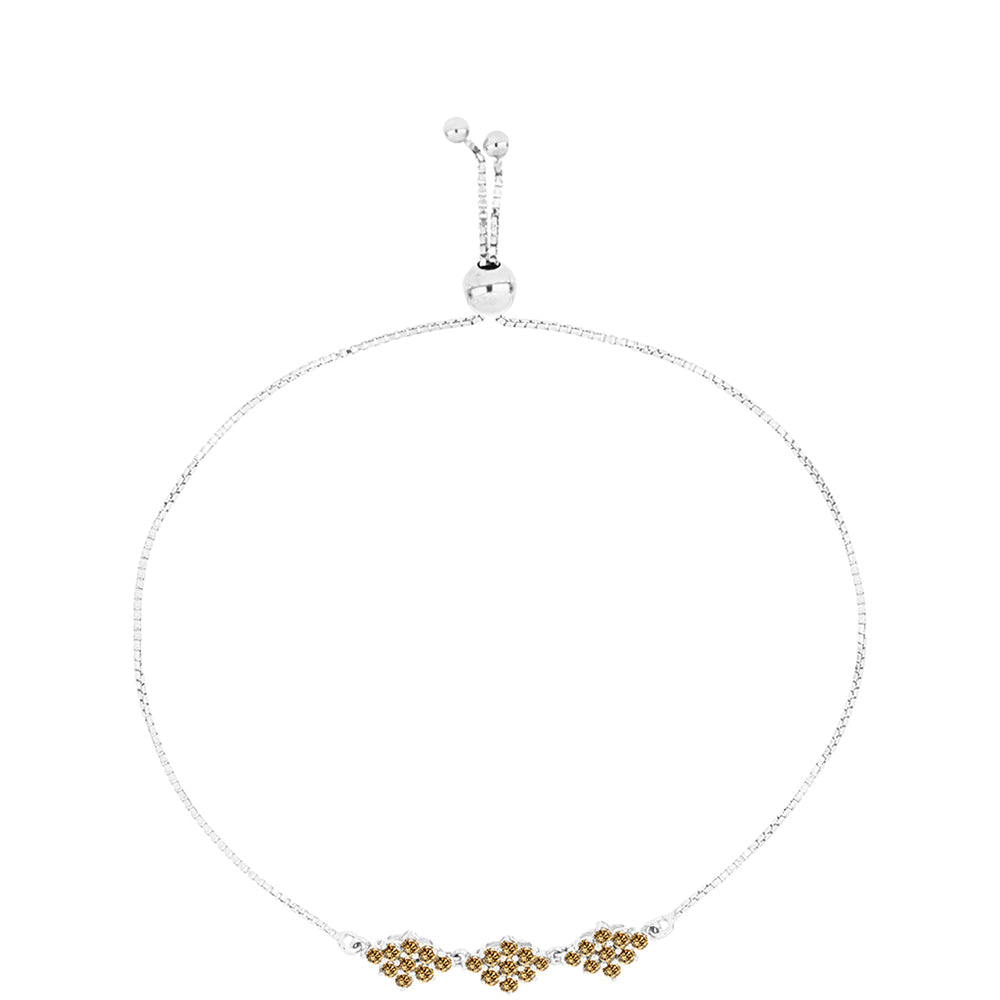 Stříbro 925/1000 - Náramek se Šampaňským Moissanitem - Karátové číslo: 0.9. přibližná hmotnost: 3.8 gramů