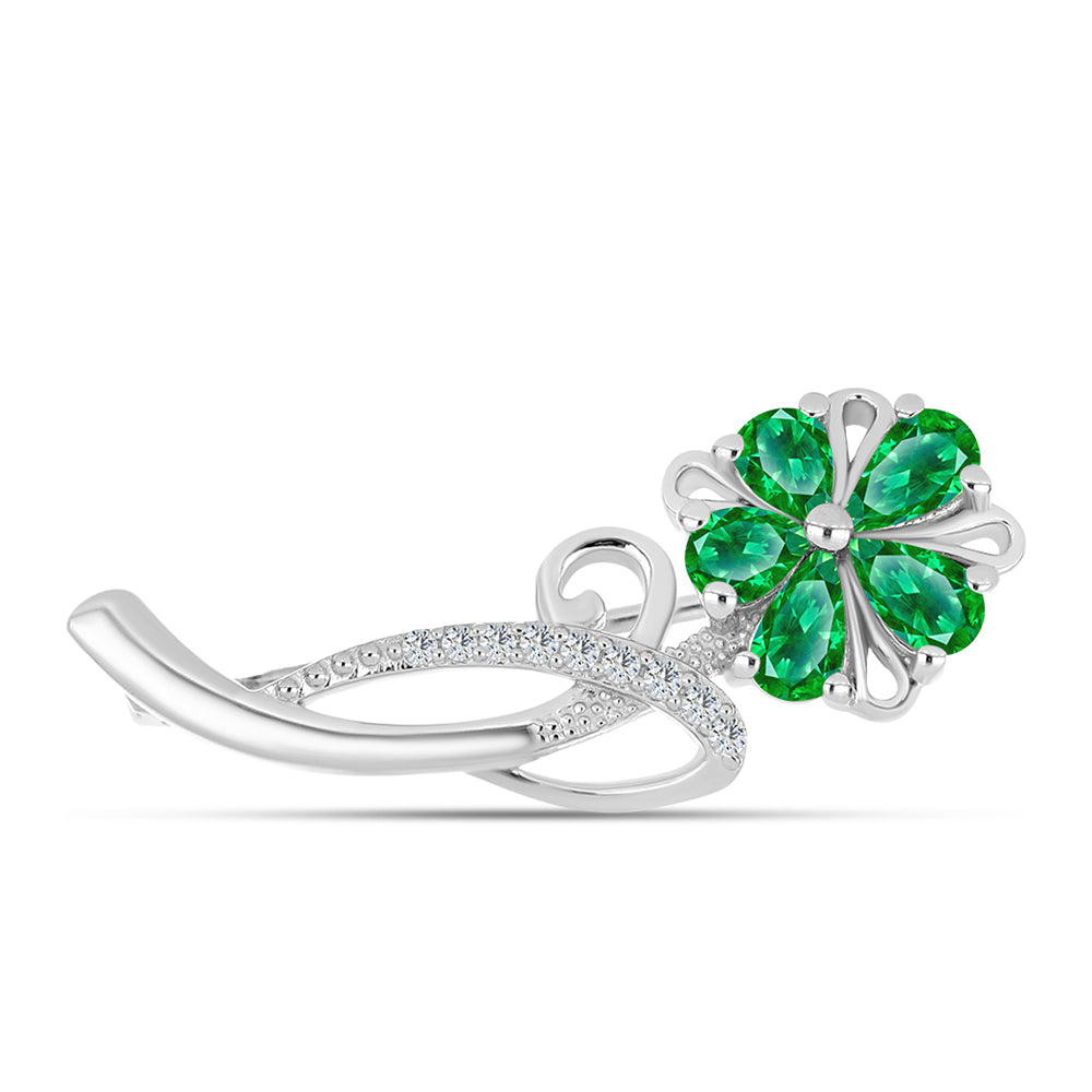 Stříbro 925/1000 - Brož s Kijani Granátem a Bílým Topazem - Karátové číslo: 1.05. přibližná hmotnost: 2.81 gramů 1 