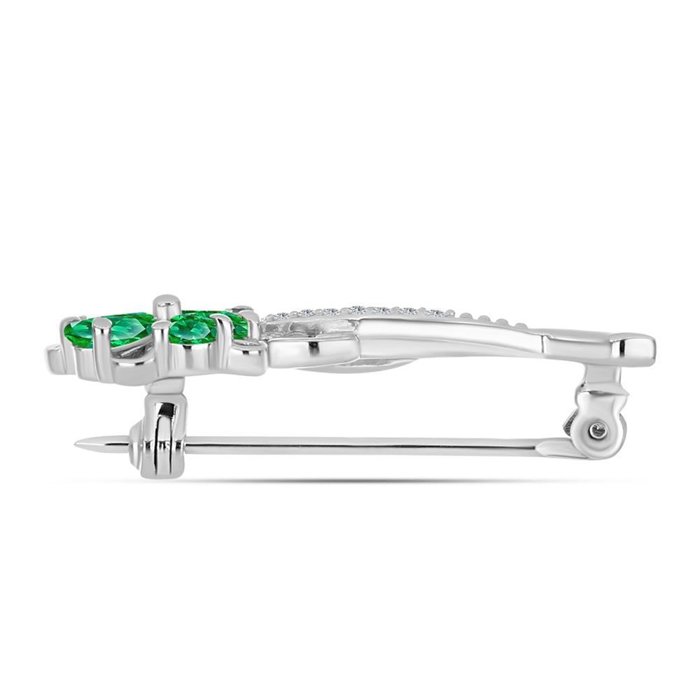 Stříbro 925/1000 - Brož s Kijani Granátem a Bílým Topazem - Karátové číslo: 1.05. přibližná hmotnost: 2.81 gramů 2 