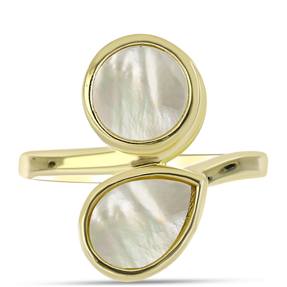 Pozlacené Stříbro 925/1000 - Prsten s Lasturou - Karátové číslo: 2.99. přibližná hmotnost: 4.33 gramů 1 