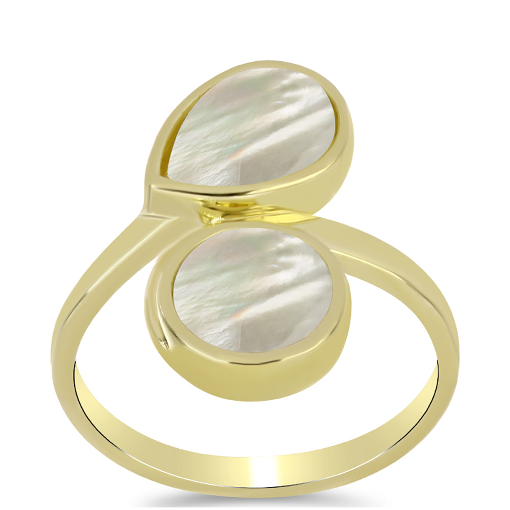 Pozlacené Stříbro 925/1000 - Prsten s Lasturou - Karátové číslo: 2.99. přibližná hmotnost: 4.33 gramů 3 