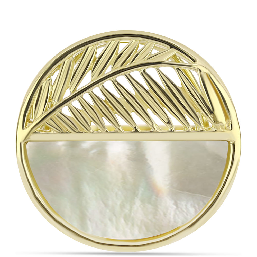 Pozlacené Stříbro 925/1000 - Prsten s Lasturou - Karátové číslo: 3.86. přibližná hmotnost: 5.56 gramů