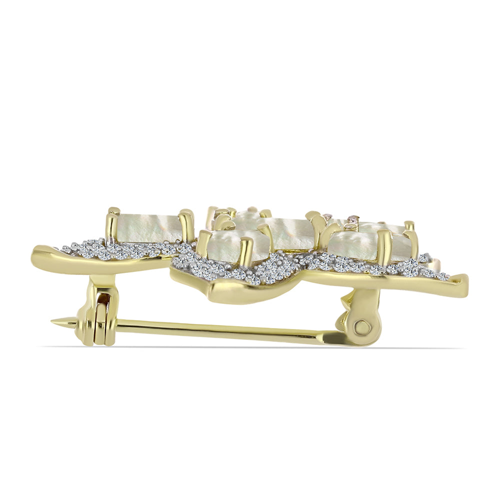 Pozlacené Stříbro 925/1000 - Brož s Lasturou - Karátové číslo: 4.14. přibližná hmotnost: 5.6 gramů 2 