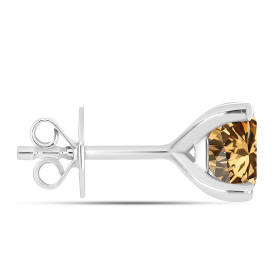 Stříbro 925/1000 - Náušnice se Šampaňským Moissanitem - Karátové číslo: 2.54. přibližná hmotnost: 2.07 gramů