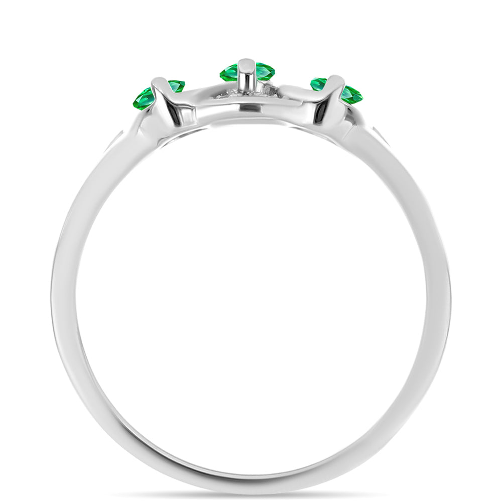 Stříbro 925/1000 - Prsten s Kijani Granátem a Bílým Topazem - Karátové číslo: 0.57. přibližná hmotnost: 2.94 gramů