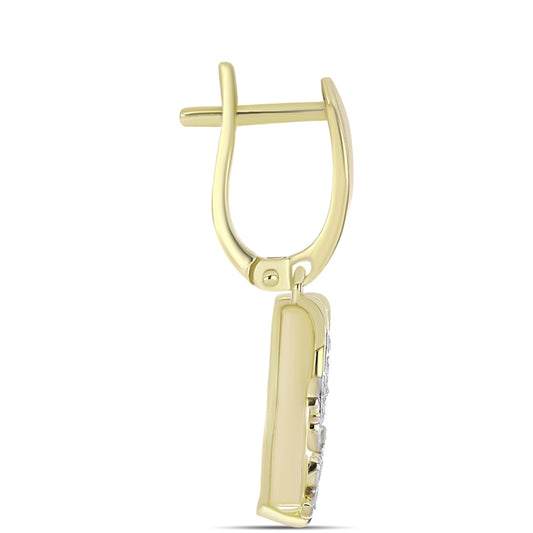 Pozlacené Stříbro 925/1000 - Náušnice s Lasturou a Bílým Topazem - Karátové číslo: 7.8. přibližná hmotnost: 5.27 gramů