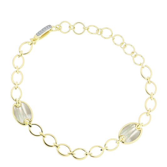 Pozlacené Stříbro 925/1000 - Náramek s Lasturou a Bílým Topazem - Karátové číslo: 3.6. přibližná hmotnost: 10.06 gramů