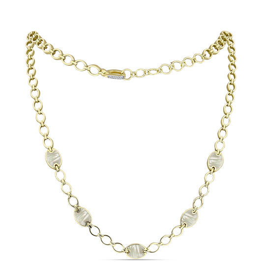 Pozlacené Stříbro 925/1000 - Náhrdelník s Lasturou a Bílým Topazem - Karátové číslo: 8.92. přibližná hmotnost: 25.66 gramů