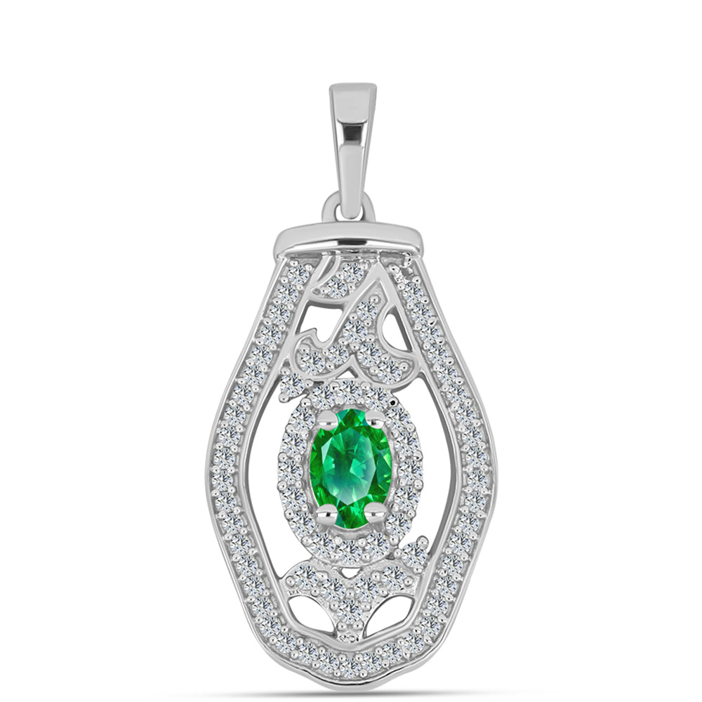 Stříbro 925/1000 - Přívěsek s Kijani Granátem a Bílým Topazem - Karátové číslo: 0.98. přibližná hmotnost: 3.37 gramů