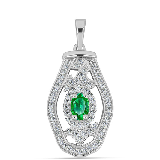 Stříbro 925/1000 - Přívěsek s Kijani Granátem a Bílým Topazem - Karátové číslo: 0.98. přibližná hmotnost: 3.37 gramů