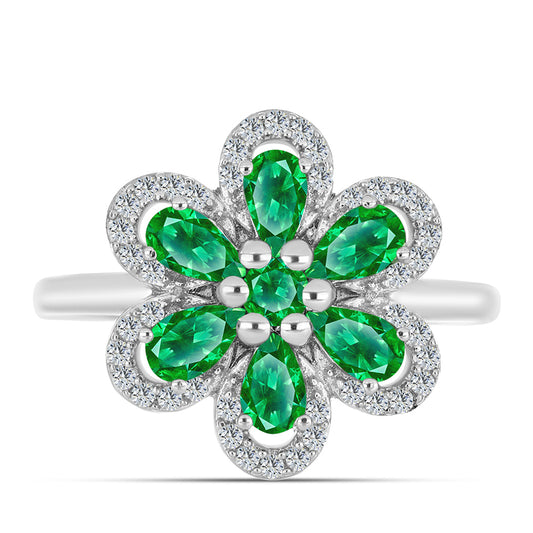 Stříbro 925/1000 - Prsten s Kijani Granátem - Karátové číslo: 1.59. přibližná hmotnost: 3.55 gramů