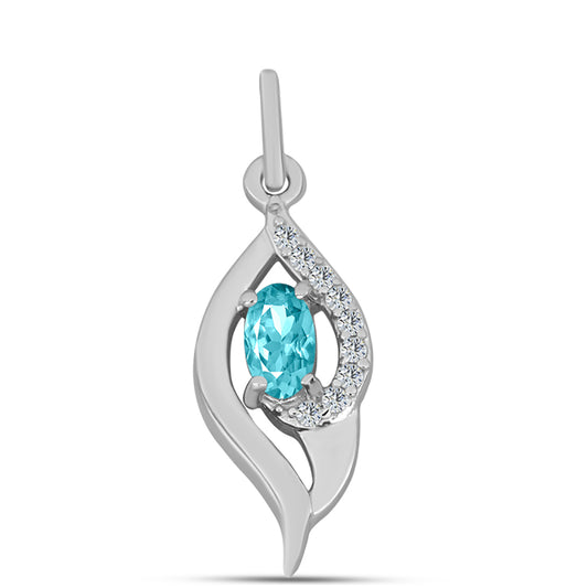 Stříbro 925/1000 - Přívěsek s Paraiba Křemenem a Bílým Topazem - Karátové číslo: 0.25. přibližná hmotnost: 0.96 gramů