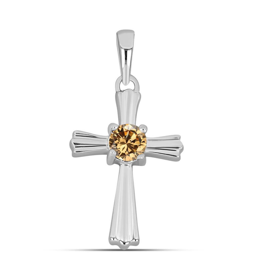 Stříbro 925/1000 - Přívěsek se Šampaňským Moissanitem - Karátové číslo: 0.24. přibližná hmotnost: 1.45 gramů