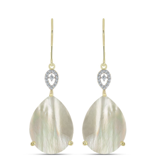 Pozlacené Stříbro 925/1000 - Náušnice s Lasturou a Bílým Topazem - Karátové číslo: 12.29. přibližná hmotnost: 5.29 gramů