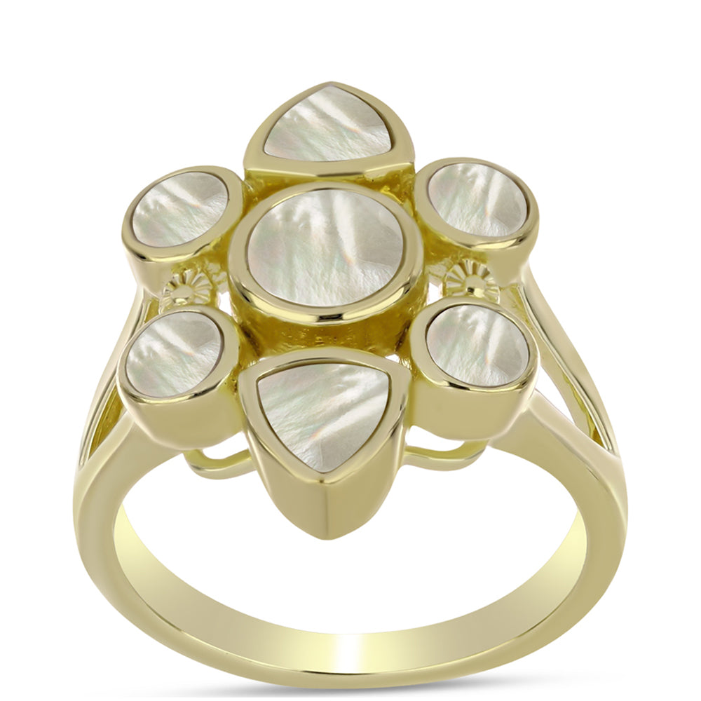 Pozlacené Stříbro 925/1000 - Prsten s Lasturou - Karátové číslo: 3.46. přibližná hmotnost: 5.81 gramů 3 