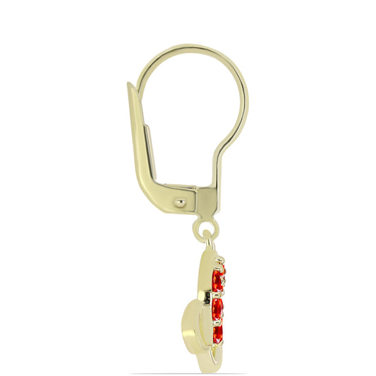 Pozlacené Stříbro 925/1000 - Náušnice s Etiopským Červeným Opálem z Lega Dembi - Karátové číslo: 0.31. přibližná hmotnost: 2.34 gramů