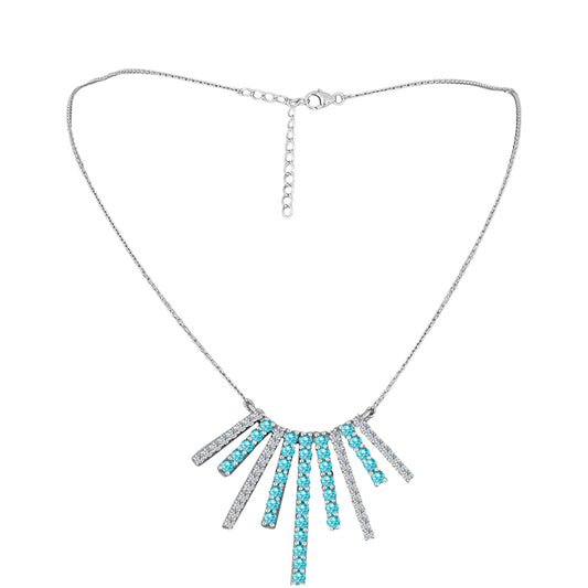 Stříbro 925/1000 - Náhrdelník s Paraiba Křemenem a Bílým Topazem - Karátové číslo: 1.79. přibližná hmotnost: 7.26 gramů